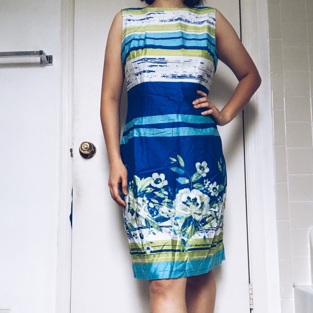Stripe and floral print dress